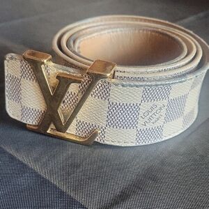 Louis Vuitton Checkered White and Gold Belt